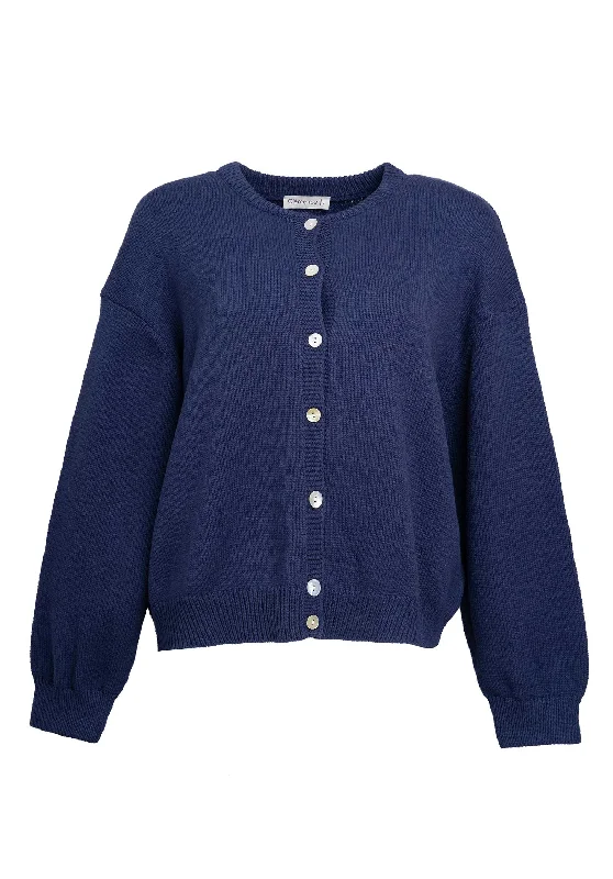 Cardigan 65001 Navy Silk Blend Satin Velvet