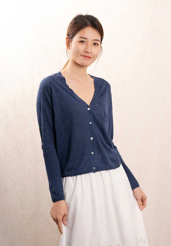 Cardigan Moana Bbma51 Moana Bbma517 06-Navy Mesh Blend Leather Blend Suede Blend