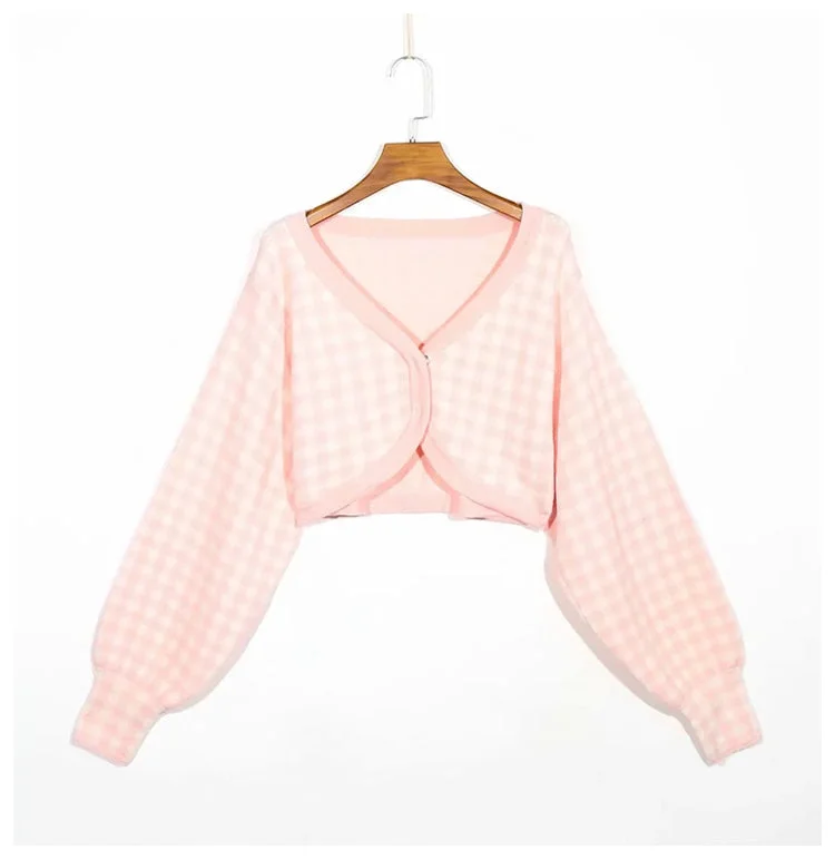 Knitted cardigan girl's top high waist open navel sweater coat sweater 7170 Zippered Buttoned Snapped Knitted cardigan girl's top high waist open navel sweater coat sweater 7170 Zippered Buttoned Snapped