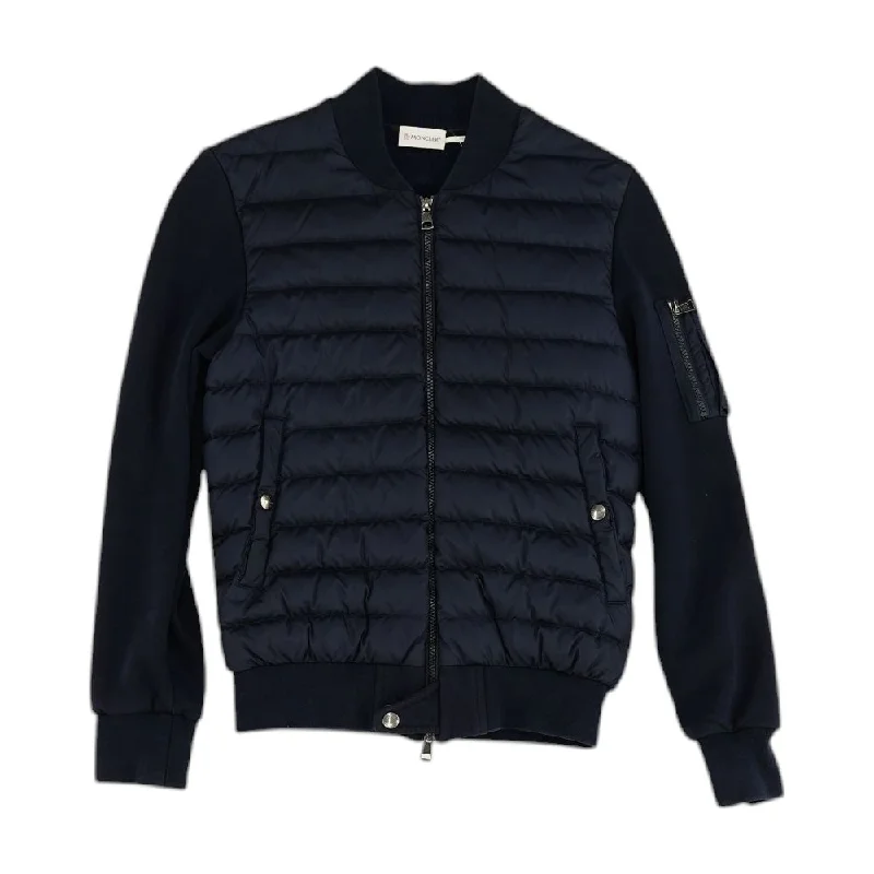 Maglia Padded Cotton Zip-Up Cardigan in Navy Collared Crew Neck Turtle Neck
