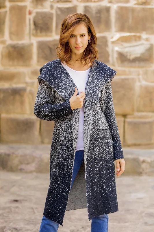 Peruvian Sky Knit Ombre Alpaca Blend Long Cardigan from Peru Tailored Straight A-Line Peruvian Sky Knit Ombre Alpaca Blend Long Cardigan from Peru Tailored Straight A-Line