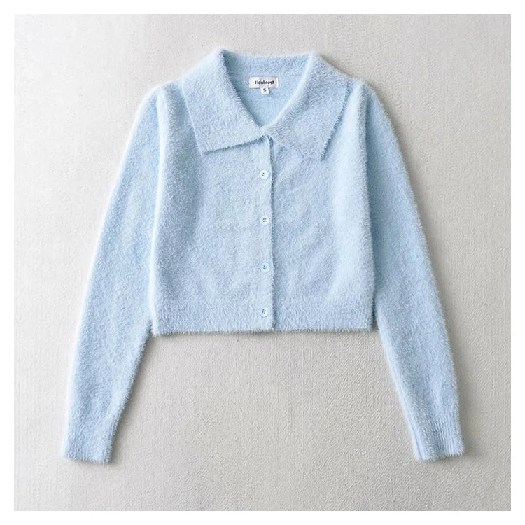 Vintage high waist navel top cardigan sweater 7168 Boat Neck Shawl Collar Notched Collar Vintage high waist navel top cardigan sweater 7168 Boat Neck Shawl Collar Notched Collar