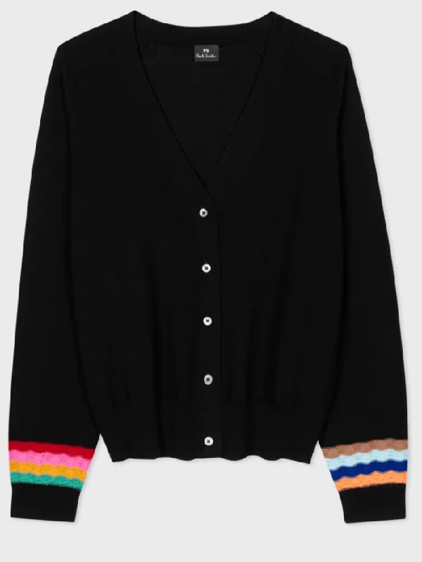 Paul Smith Black Wool Swirl Sleeve Cardigan W2R-701N-M31137 Col 79 Faux Fur Fabric Real Fur Fabric Shearling Fabric Paul Smith Black Wool Swirl Sleeve Cardigan W2R-701N-M31137 Col 79 Faux Fur Fabric Real Fur Fabric Shearling Fabric