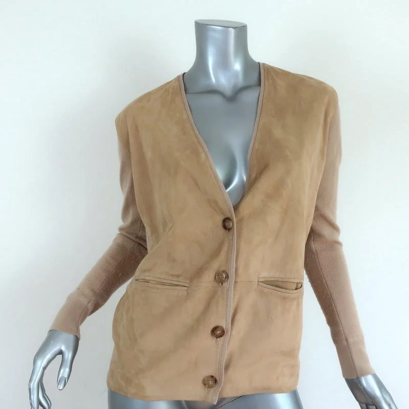 Ralph Lauren Suede Front Cardigan Sweater Beige Knit Size Extra Small Cable Knit Ribbed Knit Lace Knit Ralph Lauren Suede Front Cardigan Sweater Beige Knit Size Extra Small Cable Knit Ribbed Knit Lace Knit