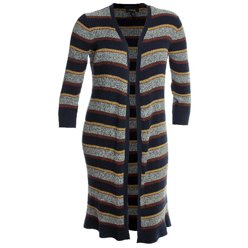 Style & Co. Multi Color Striped Long Sleeve Open Front Cardigan Sweater Notch Collar Peter Pan Collar Cowl Neck Style & Co. Multi Color Striped Long Sleeve Open Front Cardigan Sweater Notch Collar Peter Pan Collar Cowl Neck