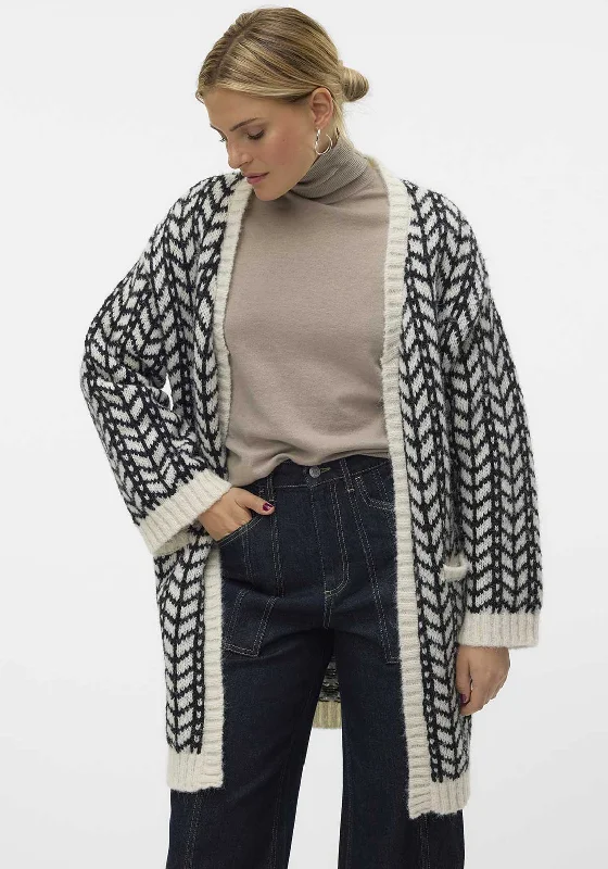 Vero Moda Coretta Chunky Knit Cardigan, Black and White Hooded Cardigan Collared Cardigan Shawl Collar Vero Moda Coretta Chunky Knit Cardigan, Black and White Hooded Cardigan Collared Cardigan Shawl Collar