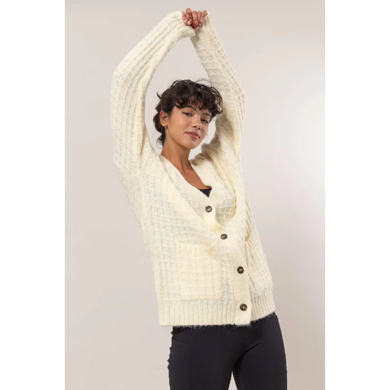 Waffle Knit Cardigan Sweater Nylon Fabric Polyester Fabric Spandex Fabric