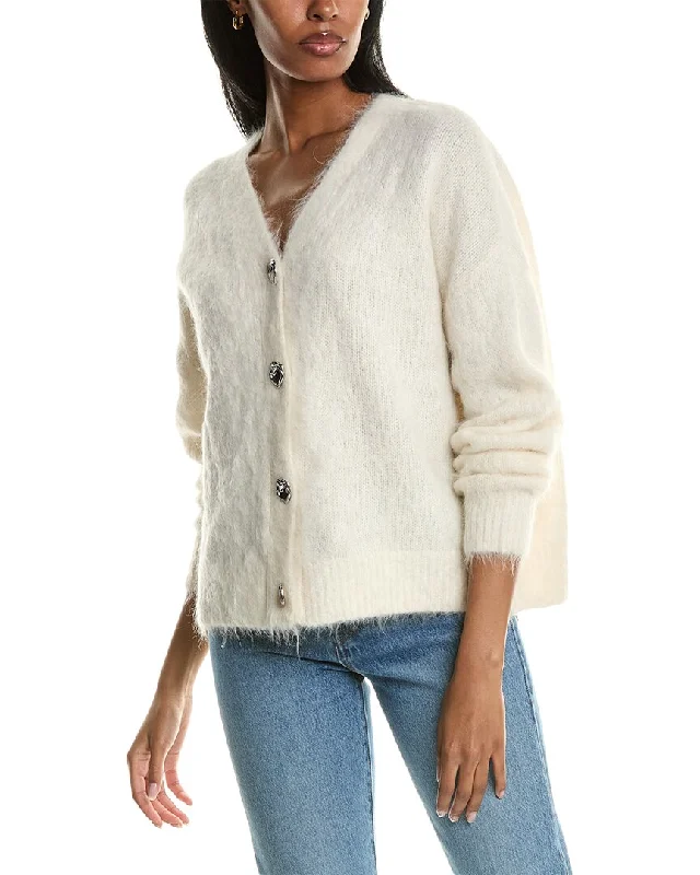 ba&sh Alpaca-Blend Cardigan Mesh Fabric Canvas Fabric Denim Fabric