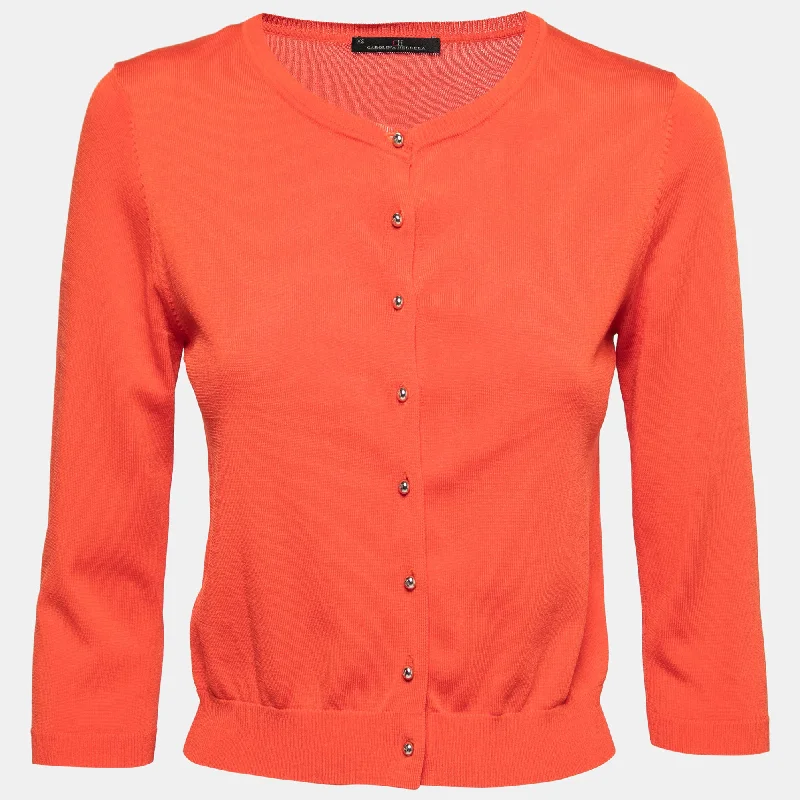 Ch Carolina Herrera Orange Knit Button Front Cardigan Lace Blend Ribbed Blend Corduroy Blend Ch Carolina Herrera Orange Knit Button Front Cardigan Lace Blend Ribbed Blend Corduroy Blend