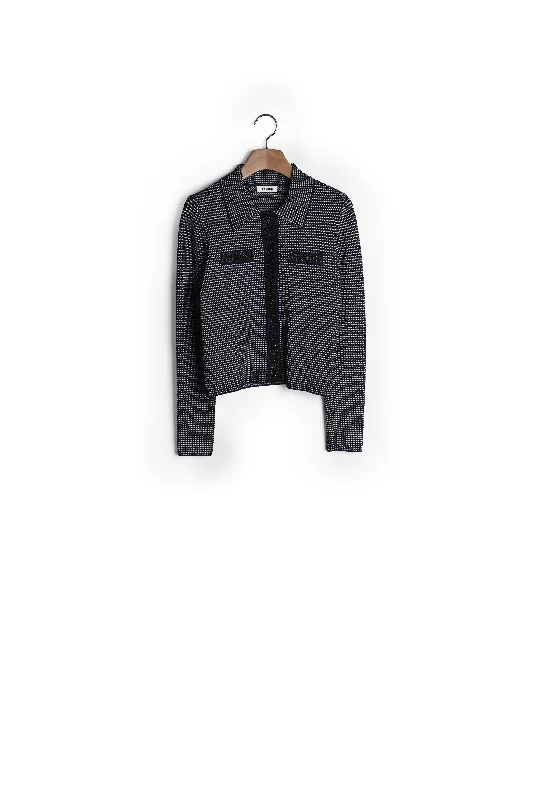 Cardigan court en maille fantaisie Silk Blend Satin Velvet
