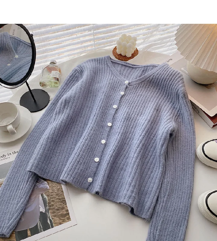 Knitwear women's casual versatile V-Neck long sleeve top cardigan 6554 Fitted Slim Tailored Knitwear women's casual versatile V-Neck long sleeve top cardigan 6554 Fitted Slim Tailored