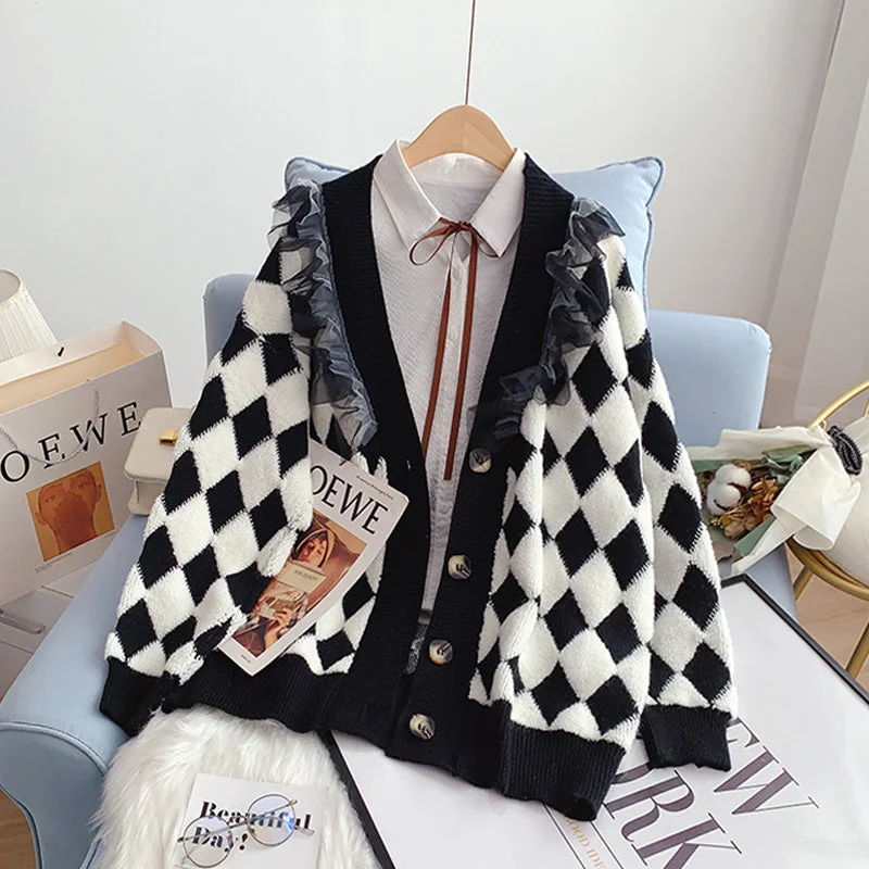 Lingge cardigan sweater coat female  5153 Chenille Blend Fleece Blend Nylon Blend