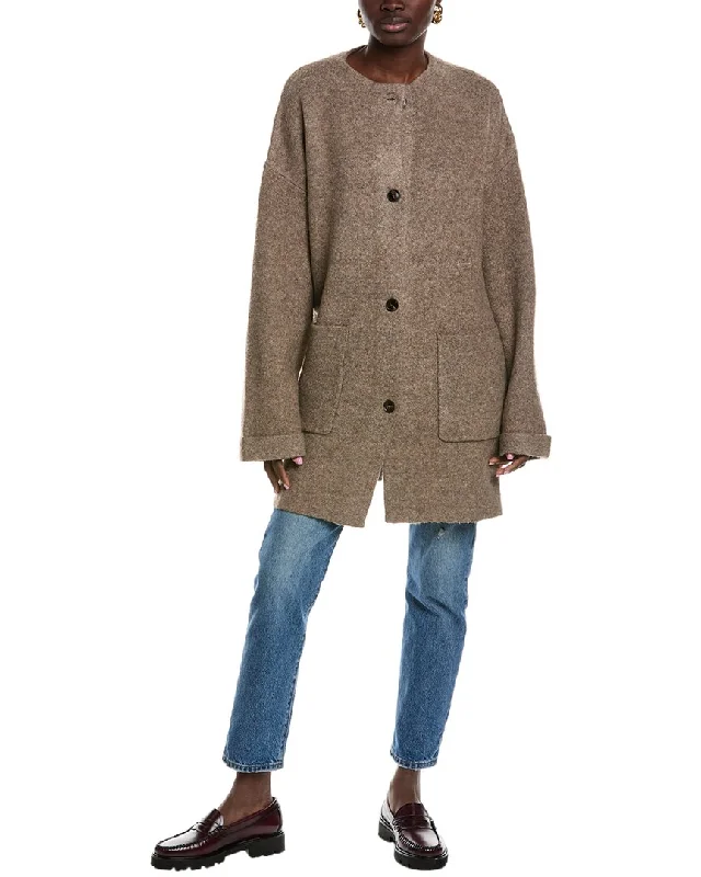Lyra & Co Cardigan Notch Collar Peter Pan Collar Cowl Neck