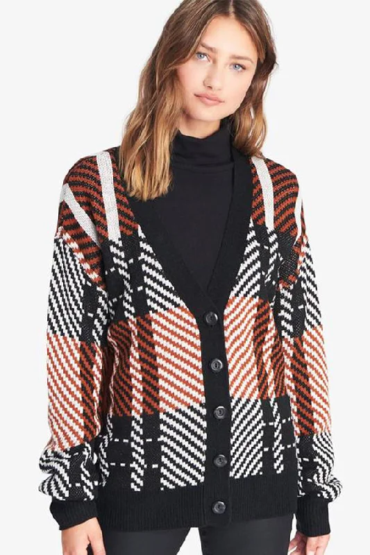 Sanctuary Carnelian Plaid Cardigan Herringbone Houndstooth Plaid