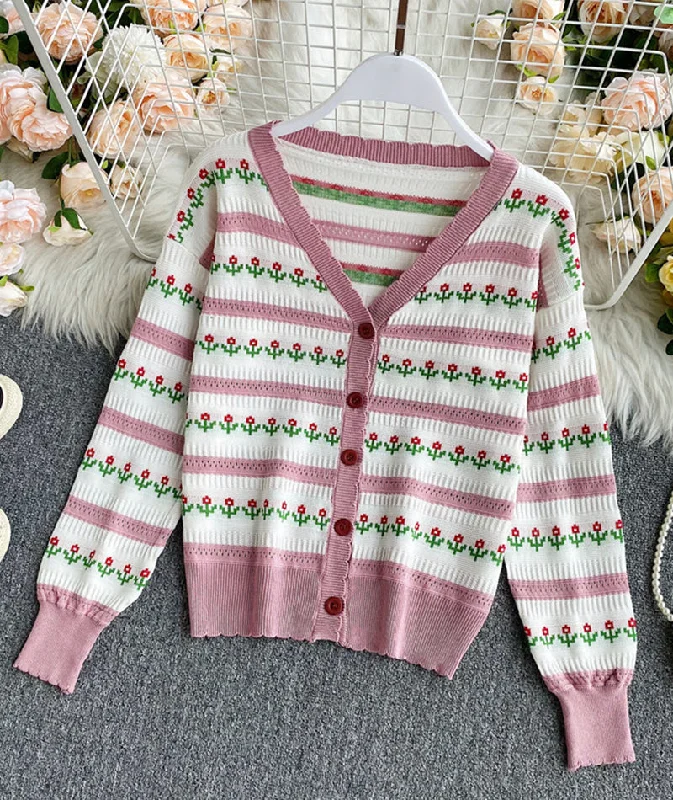 Sweet Cardigan Long Sleeve Sweater      S4370 Chenille Brocade Lace