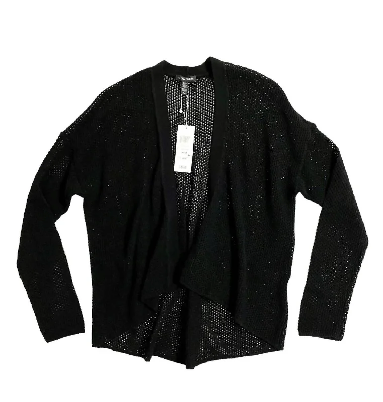 Women's Open Front Cotton Blend Weave Knit Cardigan In Black Rayon Fabric Velvet Fabric Corduroy Fabric Women's Open Front Cotton Blend Weave Knit Cardigan In Black Rayon Fabric Velvet Fabric Corduroy Fabric